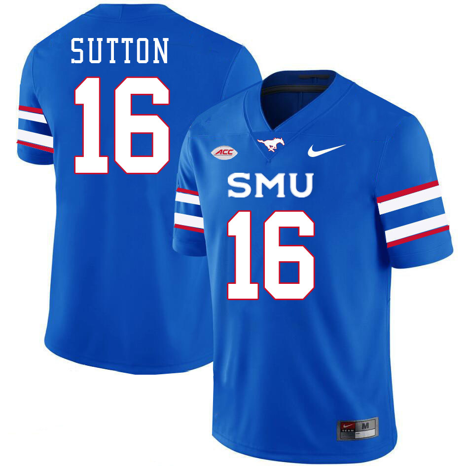 SMU Mustangs #16 Courtland Sutton Jersey College Football Uniforms-Royal